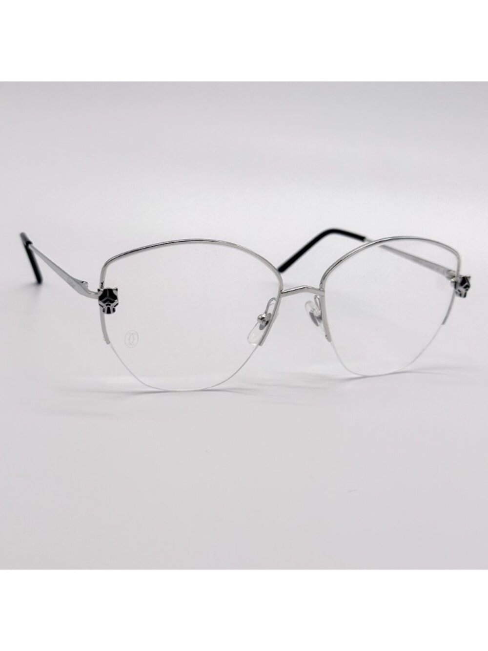 New Cartier CT0370O 002 Silver Women Eyeglasses Authentic